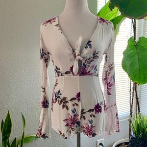 Forever 21 white purple floral romper never worn